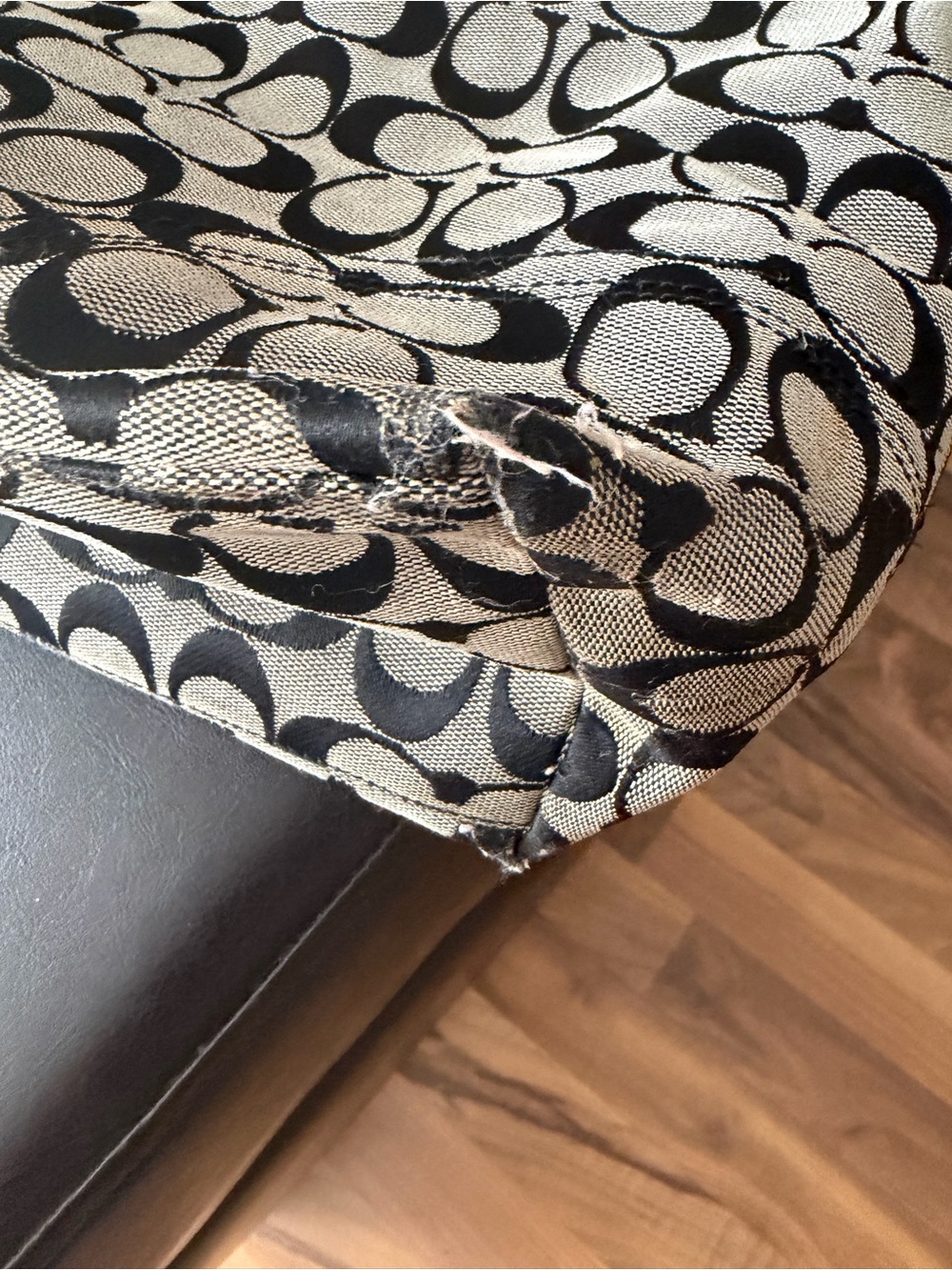 Coach Black and Gray Signature Tote with Leather Straps - Picture 4 of 15